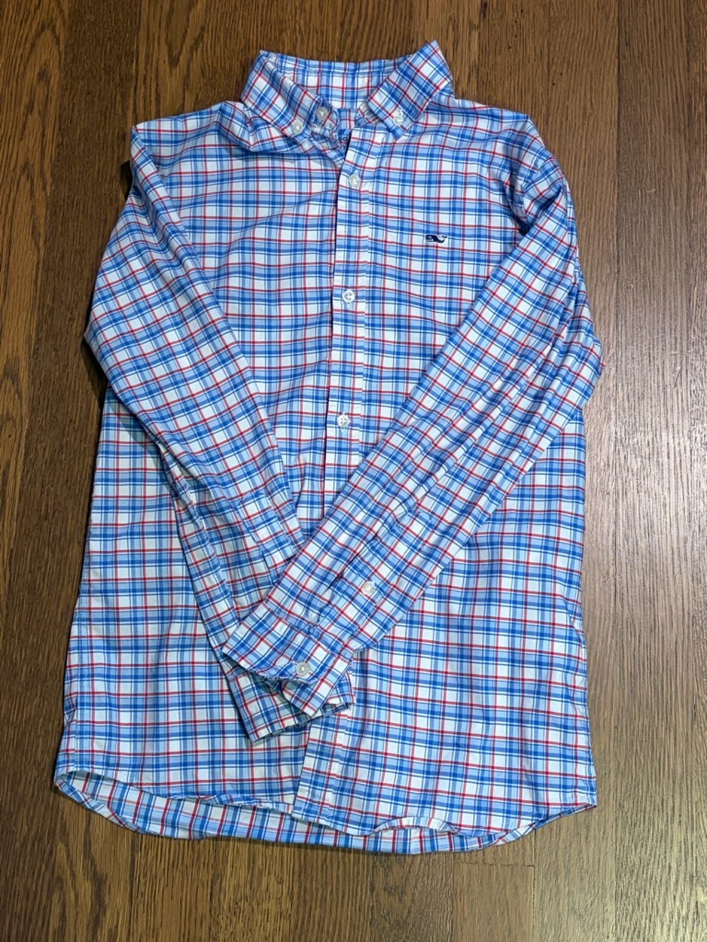 Vineyard Vines boys performance Blue & Red Plaid Button-Down Shirt